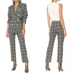 ISABEL MARANT Derys Wool Blend Tweed Straight Leg Pant Trouser SSENSE 44 Plaid